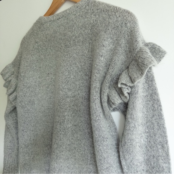 Romeo & Juliet Couture Heather Gray Ruffle Sweater - Picture 4 of 6